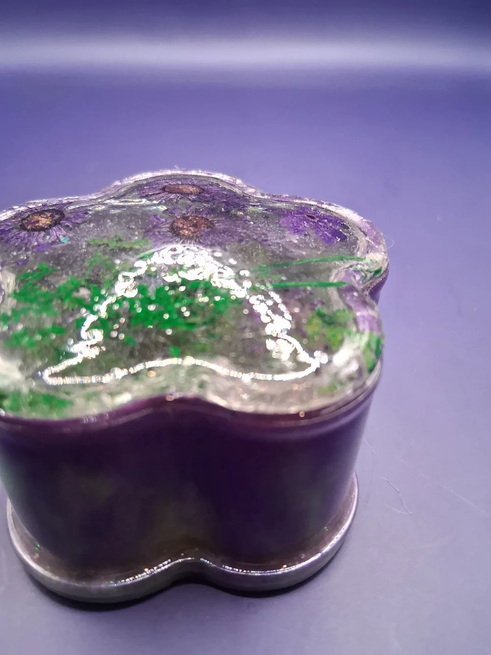 Purple and Green Flower Trinket Box